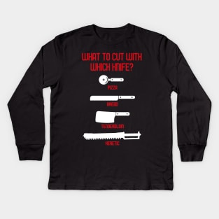 What to Cut With Which Knife Meme Chart Kids Long Sleeve T-Shirt